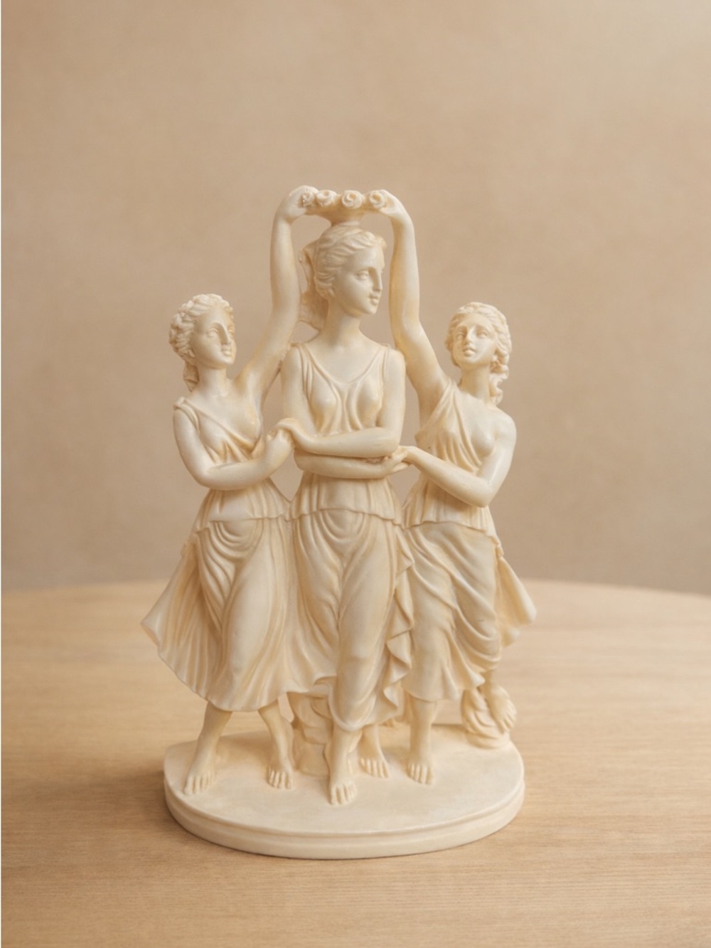 Vintage A. Santini Three Graces Sculpture Italy Figure Ivory Resin Statue 9”